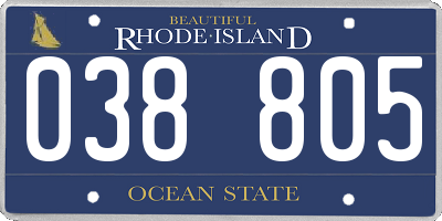 RI license plate 038805