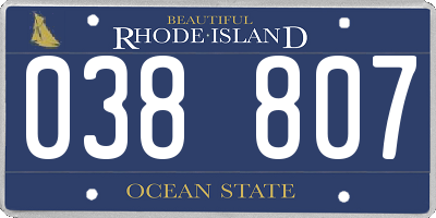 RI license plate 038807