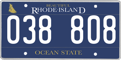 RI license plate 038808