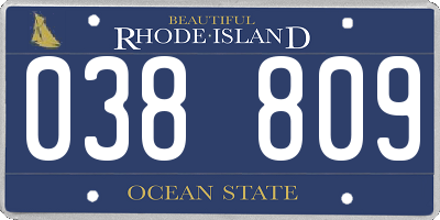 RI license plate 038809