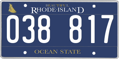 RI license plate 038817