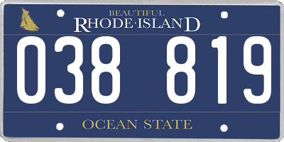 RI license plate 038819