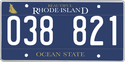RI license plate 038821