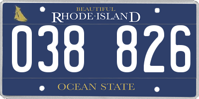 RI license plate 038826