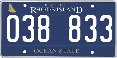 RI license plate 038833