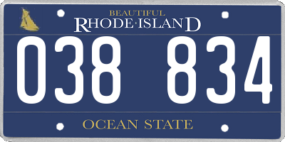 RI license plate 038834