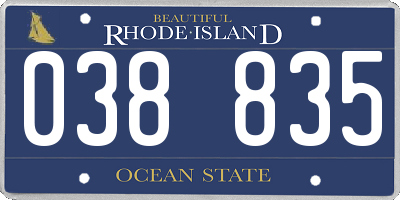 RI license plate 038835