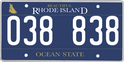 RI license plate 038838