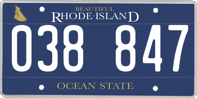 RI license plate 038847