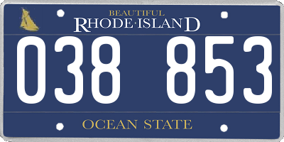 RI license plate 038853