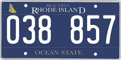 RI license plate 038857