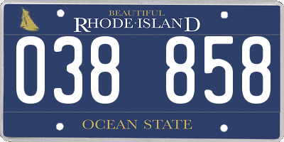 RI license plate 038858