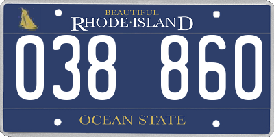 RI license plate 038860
