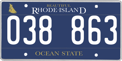 RI license plate 038863