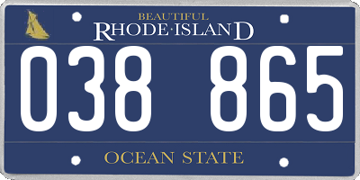 RI license plate 038865
