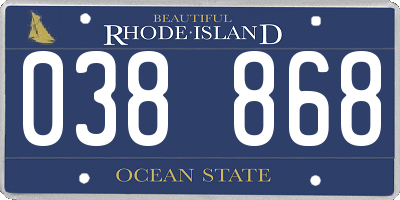 RI license plate 038868