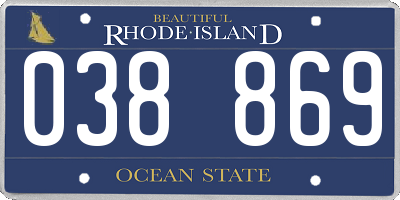 RI license plate 038869