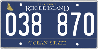 RI license plate 038870