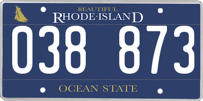 RI license plate 038873