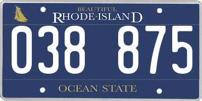 RI license plate 038875