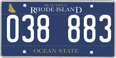 RI license plate 038883