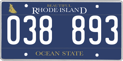 RI license plate 038893