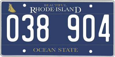 RI license plate 038904