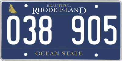 RI license plate 038905