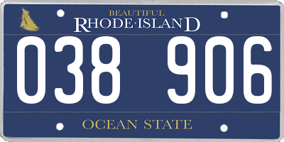 RI license plate 038906