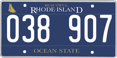 RI license plate 038907