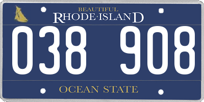 RI license plate 038908