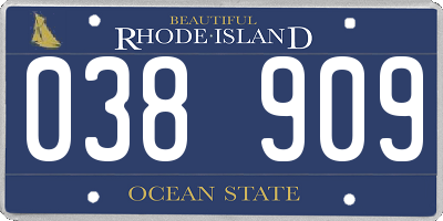 RI license plate 038909