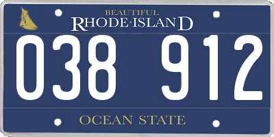 RI license plate 038912