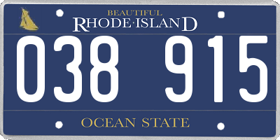 RI license plate 038915