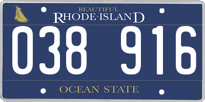 RI license plate 038916