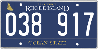 RI license plate 038917