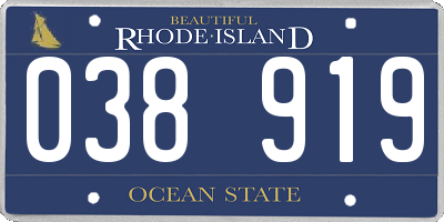 RI license plate 038919