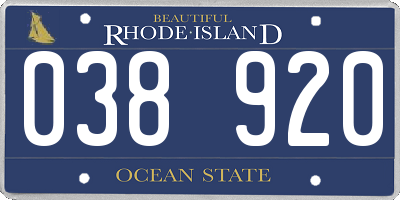 RI license plate 038920