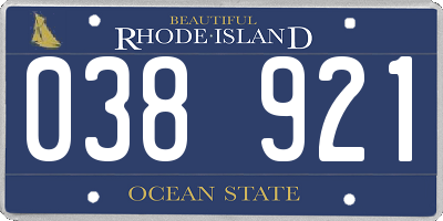 RI license plate 038921