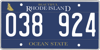 RI license plate 038924