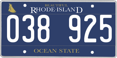 RI license plate 038925