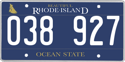 RI license plate 038927