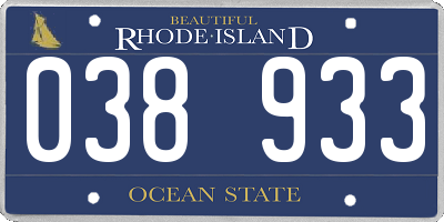 RI license plate 038933
