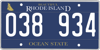 RI license plate 038934