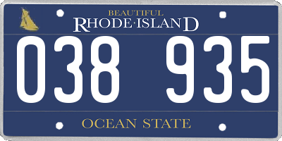 RI license plate 038935