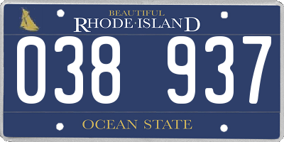 RI license plate 038937