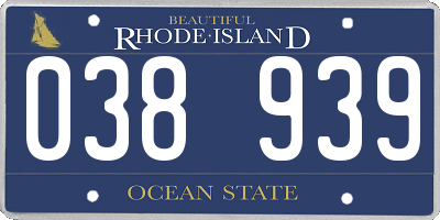 RI license plate 038939