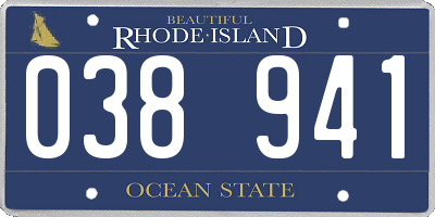 RI license plate 038941