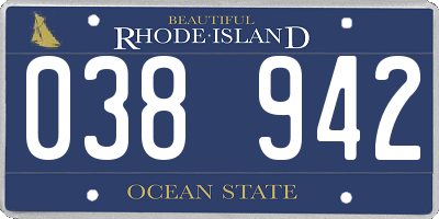 RI license plate 038942