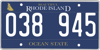 RI license plate 038945